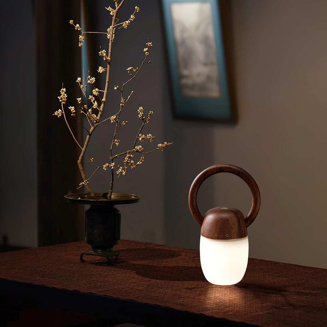 Zen Buddha Tischlampe – Wiederaufladbare LED-Lampe aus Holz für Zuhause und Büro