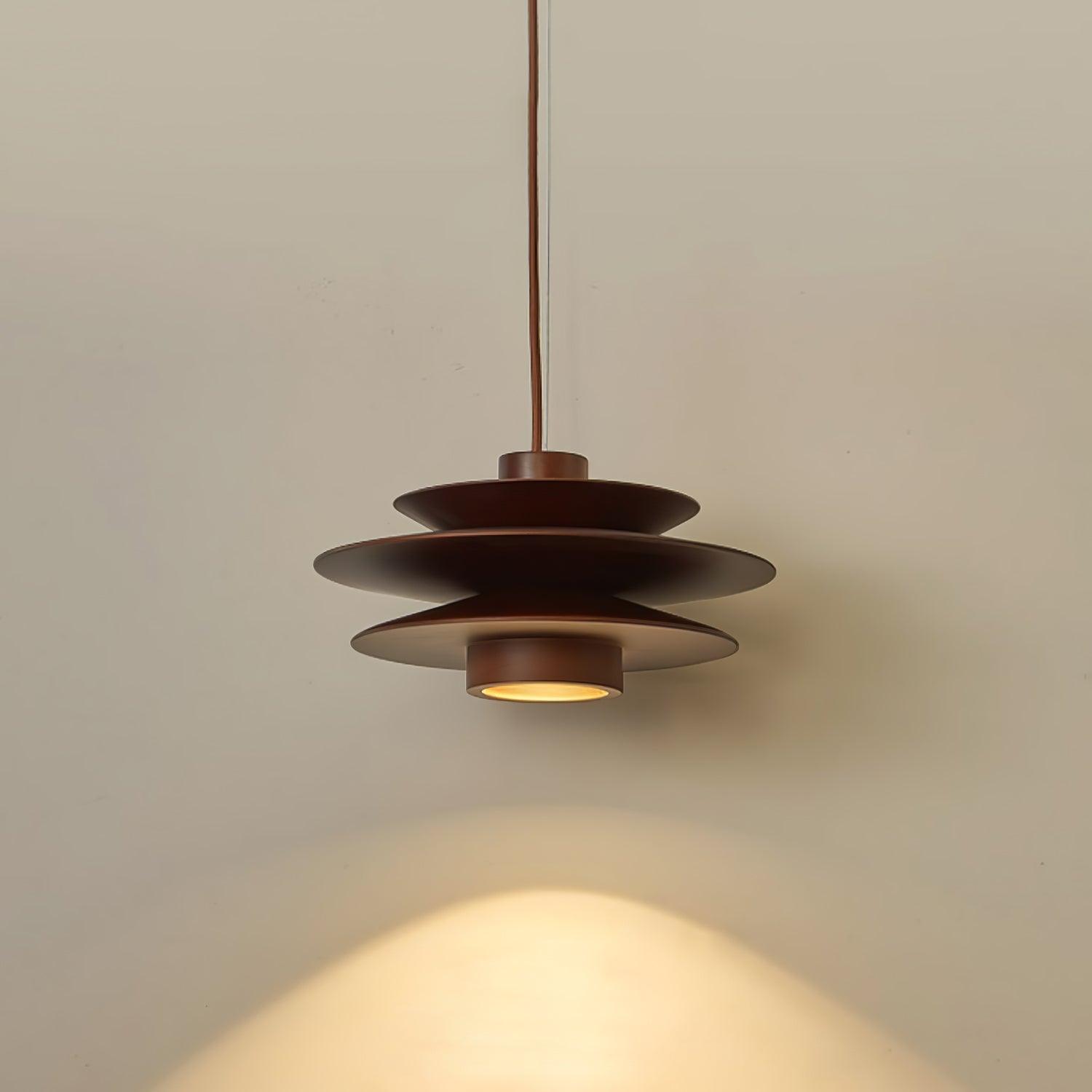 Layered Wood Plug-In Swag Pendant