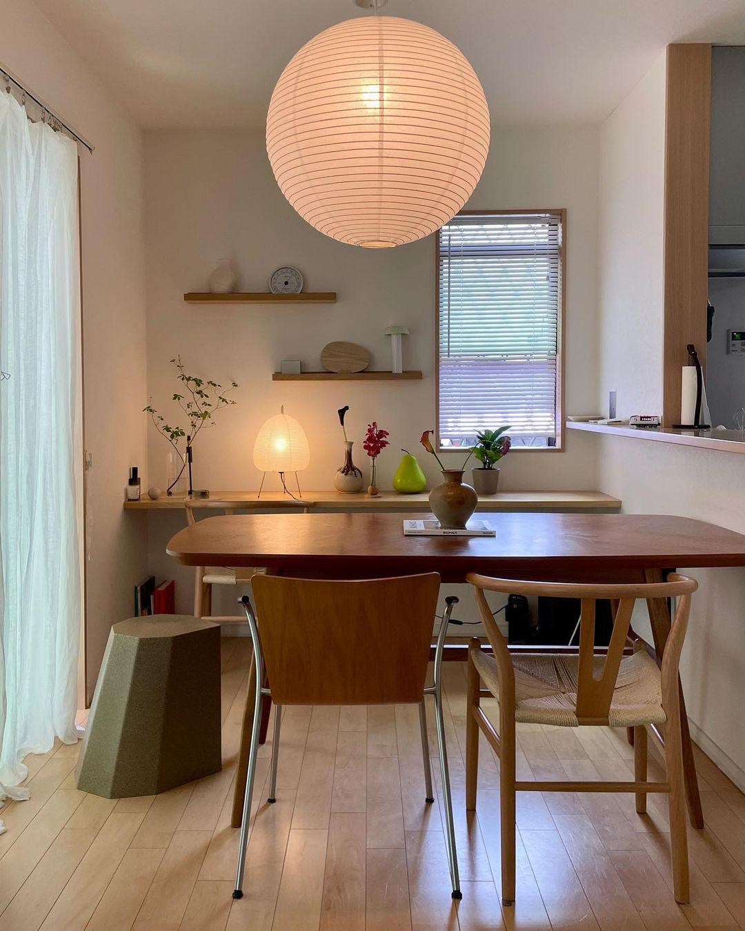 Runde Pendelleuchte aus Washi-Papier – Minimalistische Beleuchtung für das Wohnzimmer