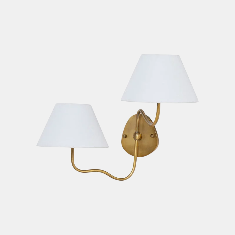 Kulo Stoff-Wandleuchte – Moderne Wandleuchte aus Leinen mit zwei Armen für das Wohnzimmer