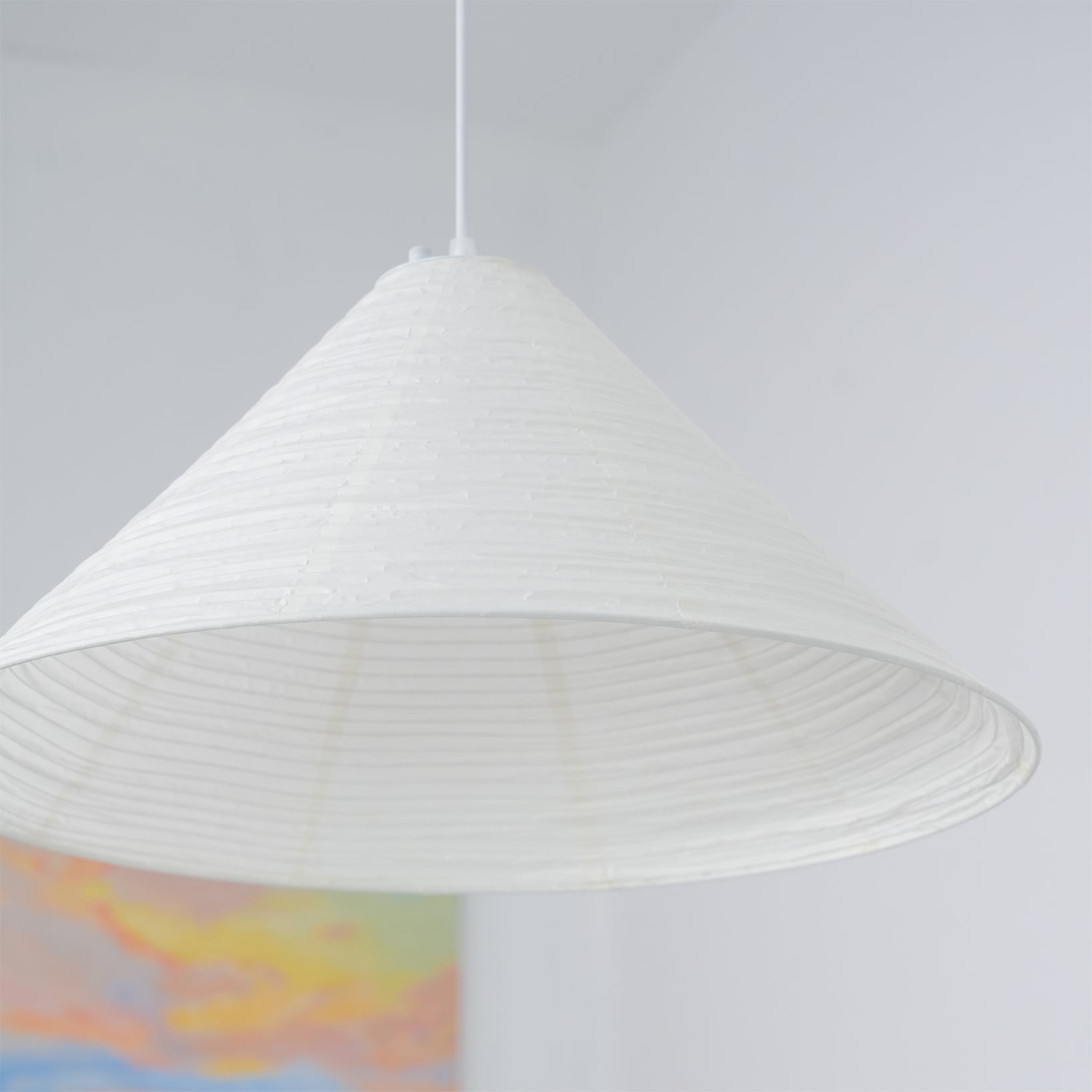 Washi Paper Pyramid Pendant Lamp - Handcrafted Light for Living Room