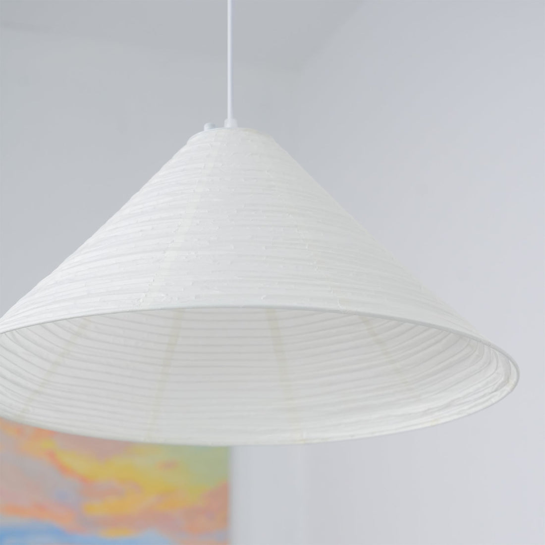 Washi-Papier-Pyramiden-Pendelleuchte – handgefertigte Leuchte für das Wohnzimmer