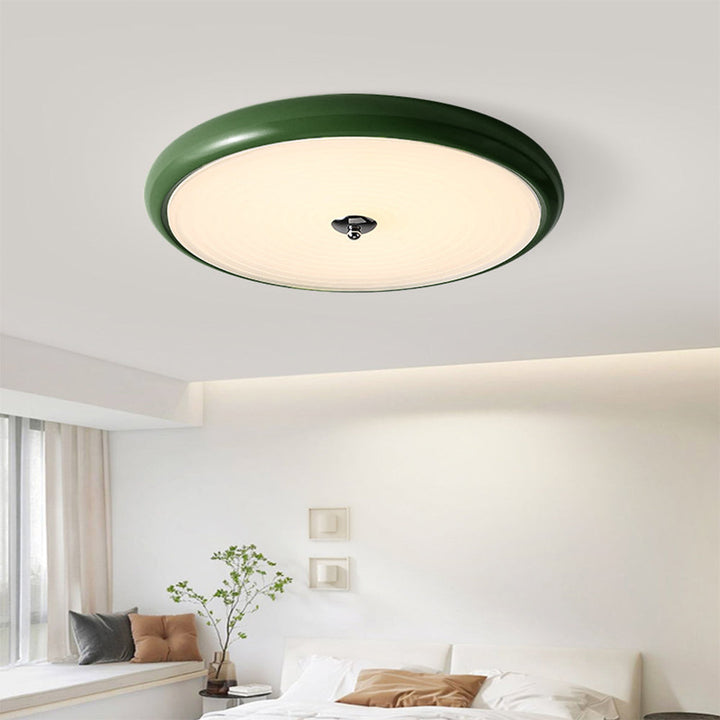 French Cream Ceiling Light - Disc-shaped Fixture for Bedroom