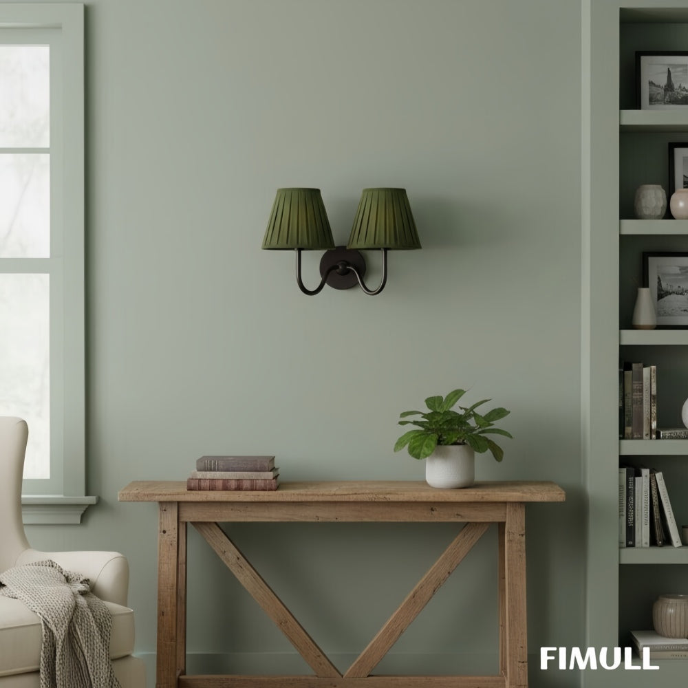 Luvora Pleated Shade Wall Lamp – Modern Brass Linen Lighting