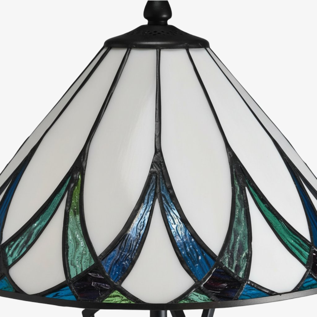 TF Allanton Water Ripple Glass Table Lamp - Classic Style for Living Room, Bedroom or Study