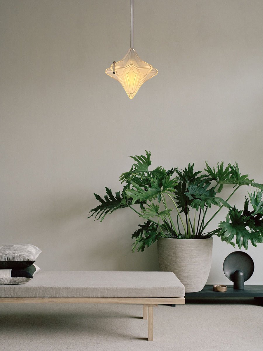 Art Deco Astris Elara Star Pendant Light - Frosted Glass Pendant with Geometric Style