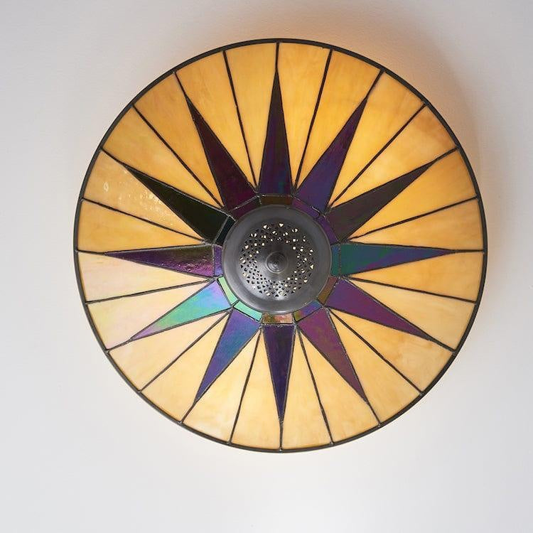 TiffStar Elegant Art Glass Flush Ceiling Light - Vintage-Inspired Ceiling Fixture for Home Interiors