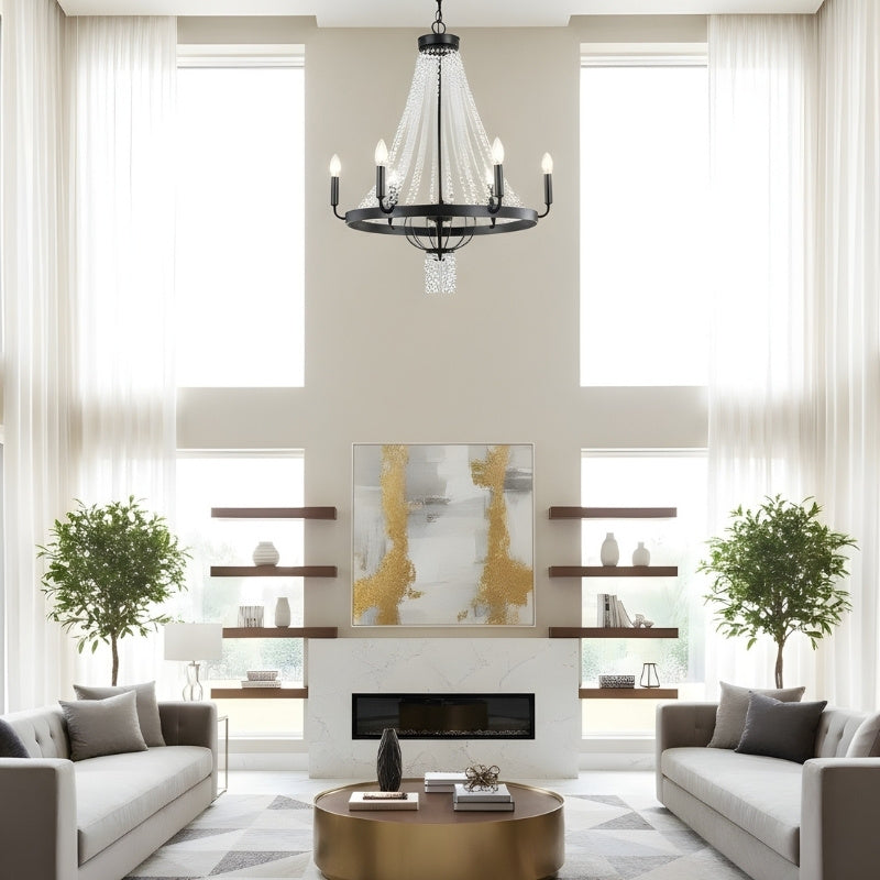 Crystallis Modern Metal Structure Crystal Chandelier - Luxury Lighting for Living Room