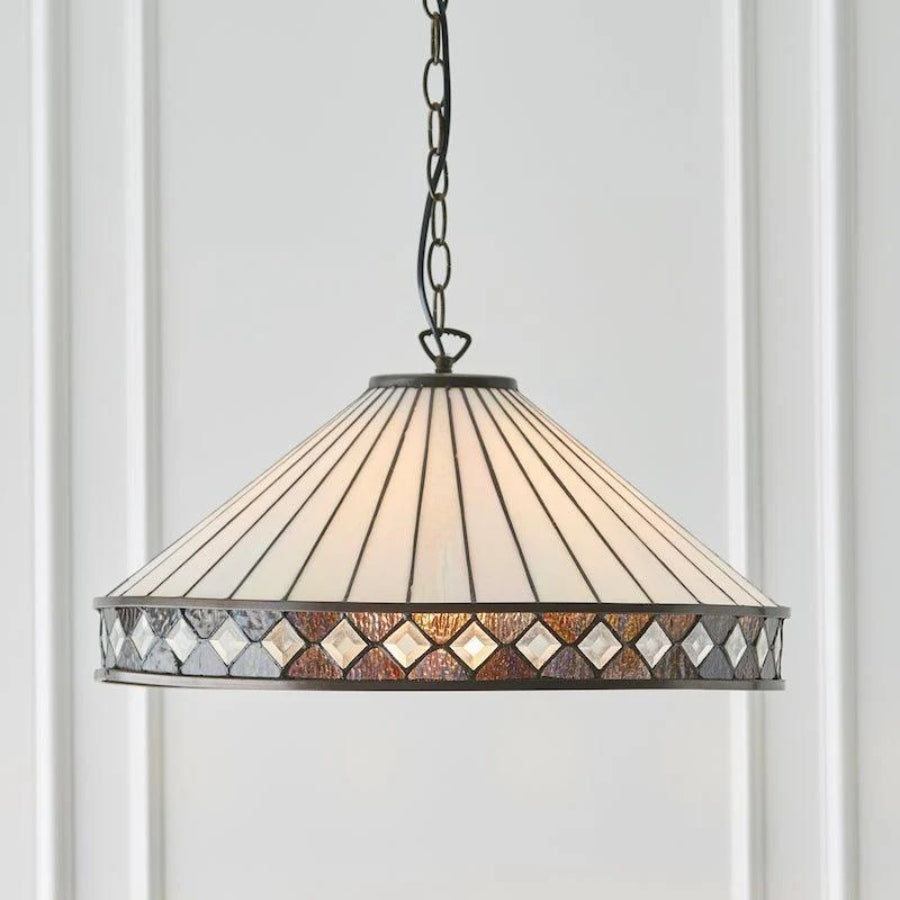 TF Fargo Pendant Light - Tiffany Style Lighting with an Art Deco Shade and Adjustable Chain