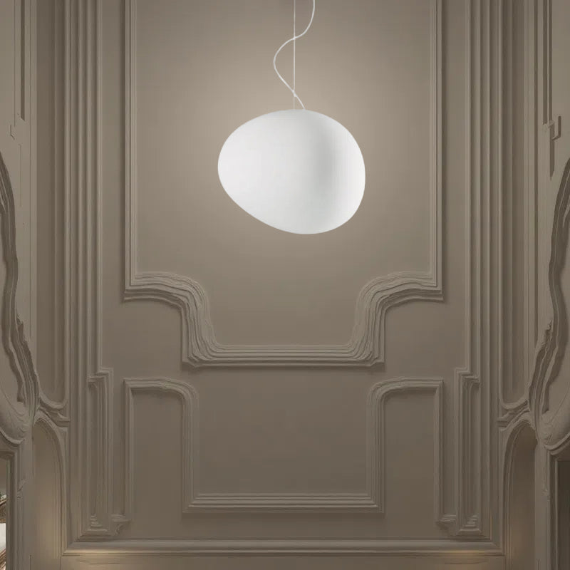 Gregg Pendant Light - Glass Opal Pebble Lamp For Living Room