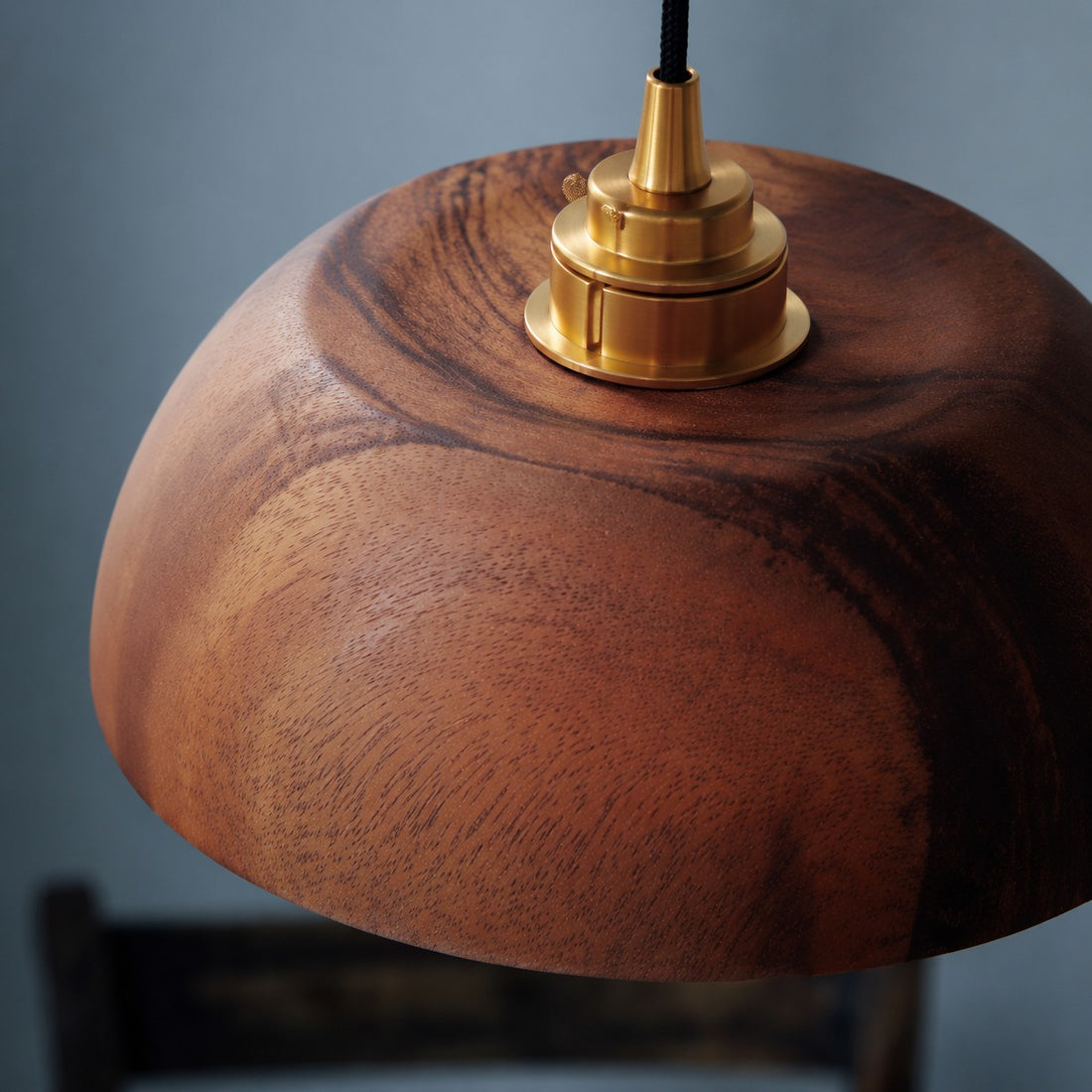 Handcrafted Walnut Wood Dome Pendant Light