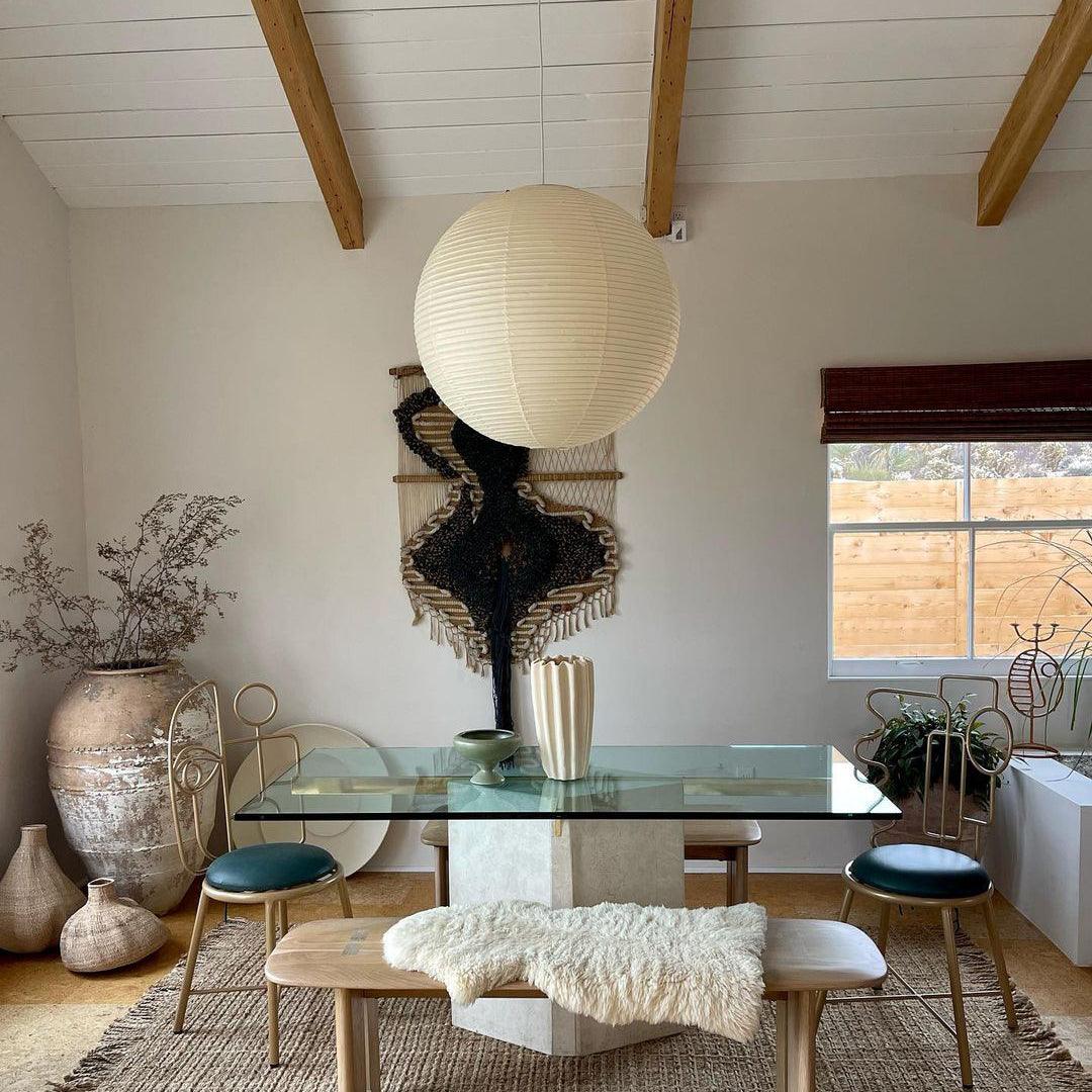 Washi Paper Round Pendant Lamp – Minimalist Lighting for Living Room