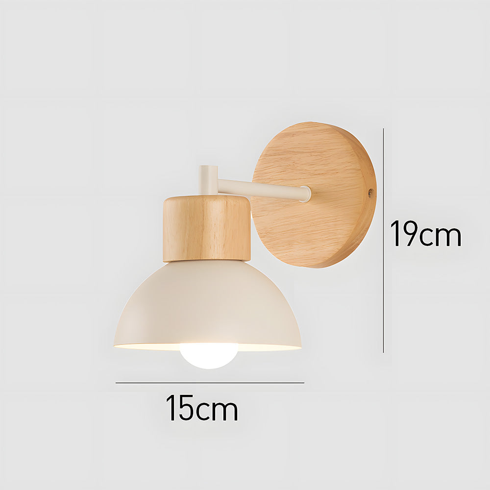 Modern Wooden Wall Light - Semicircular lampshade Fixture for Bedroom