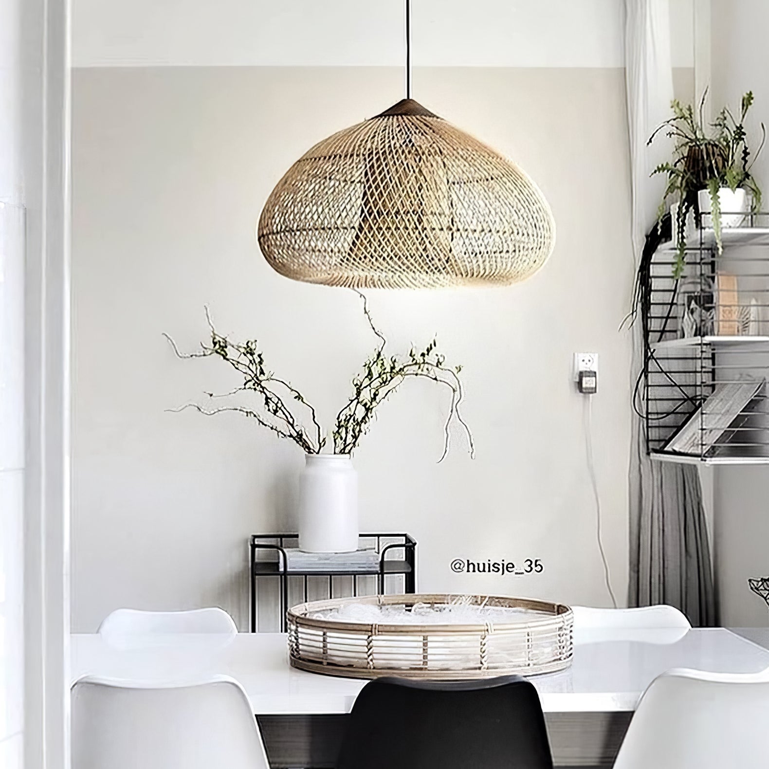 Woven Rattan Wood Plug-In Pendant Light