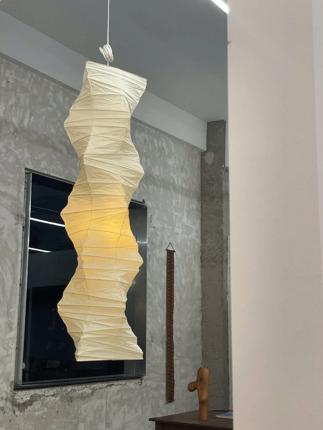 Strukturierte Washi-Papier-Kabelpendelleuchte