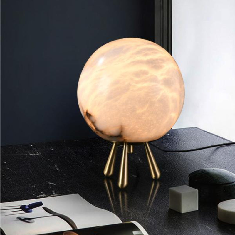 Luxury Copper Ball Alabaster Table Lamp