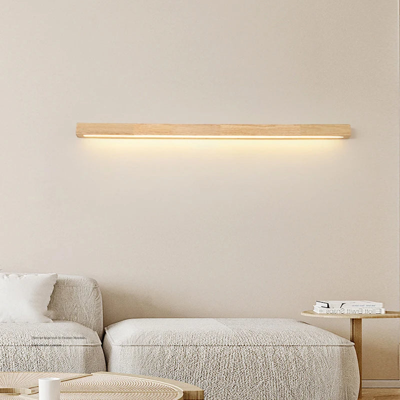Modern Wood Mirror Wall Lighting - Rectangle Fixture for Bathroom