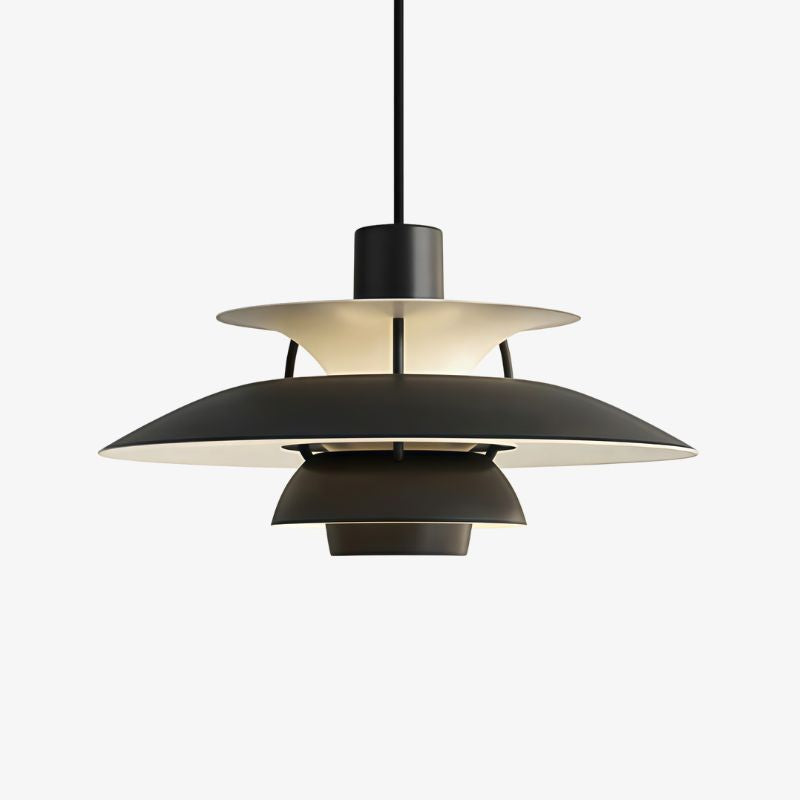 Layered Shade Pendant Light - Minimalist Metal Fixture for Dining Room