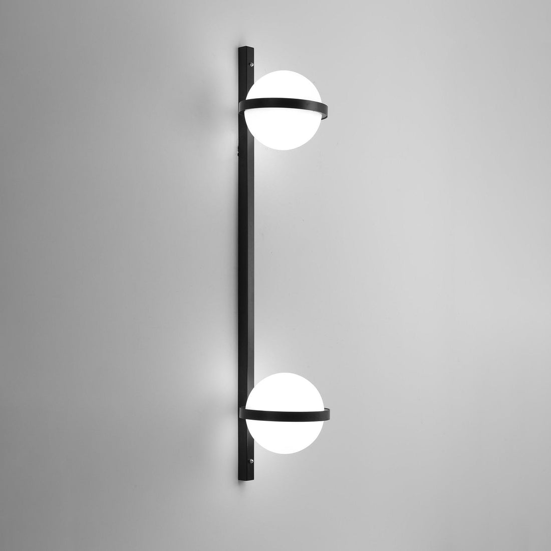 Modern Metal Wall Light - Black Frame Glowing Sphere Lamp for Garden