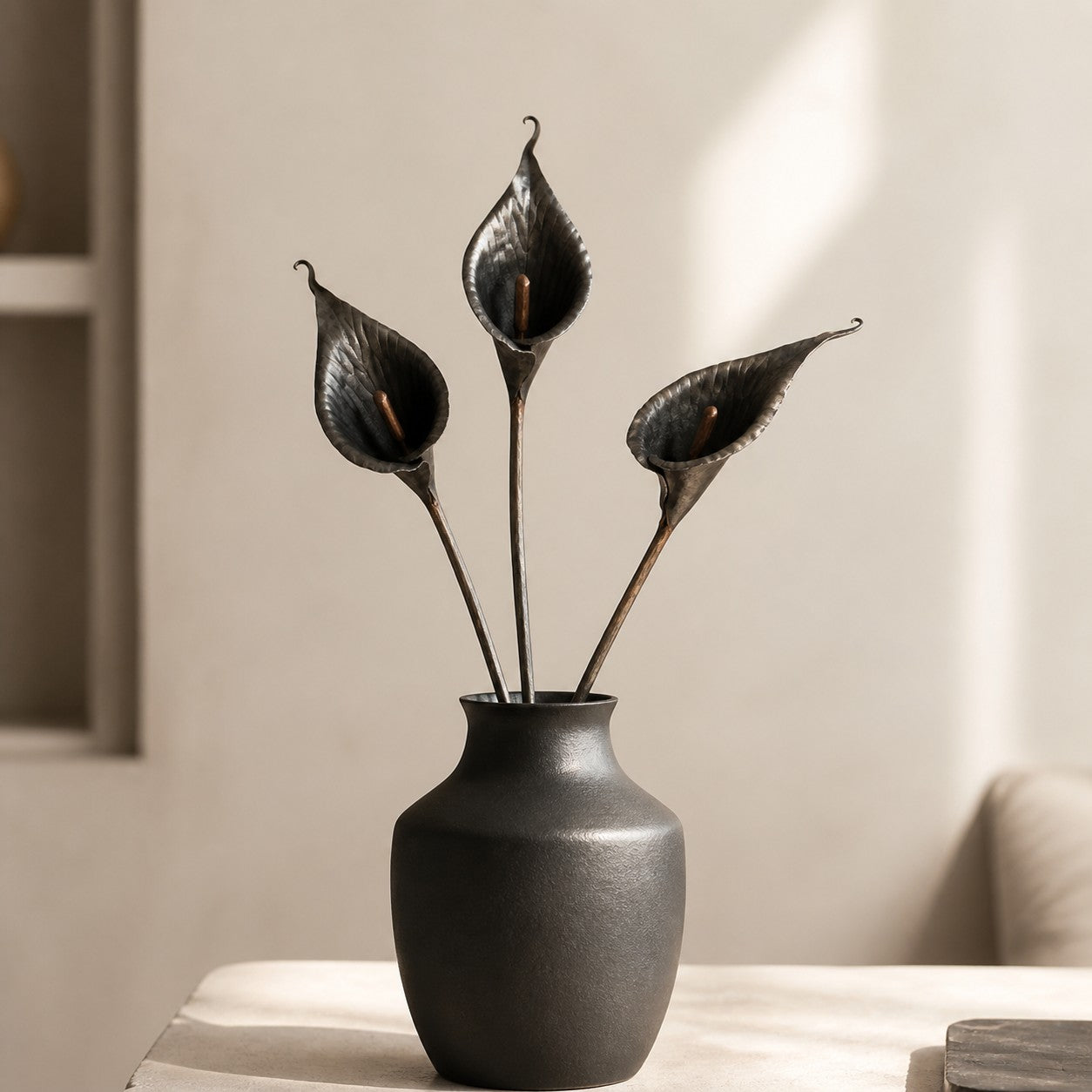 Hand-Forged Iron Calla Lily Stem Decor