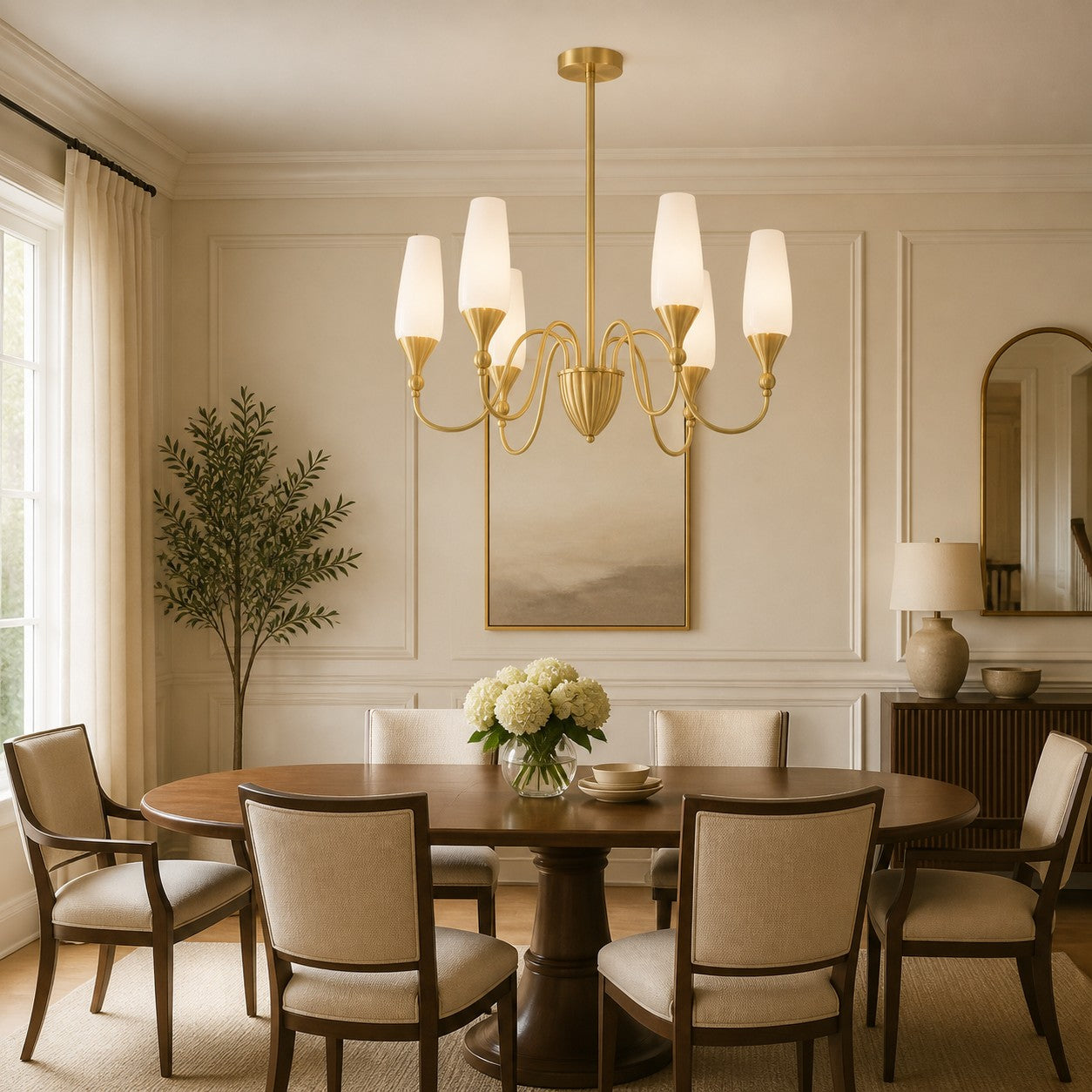 French Copper and Glass Chandelier for Dining Room