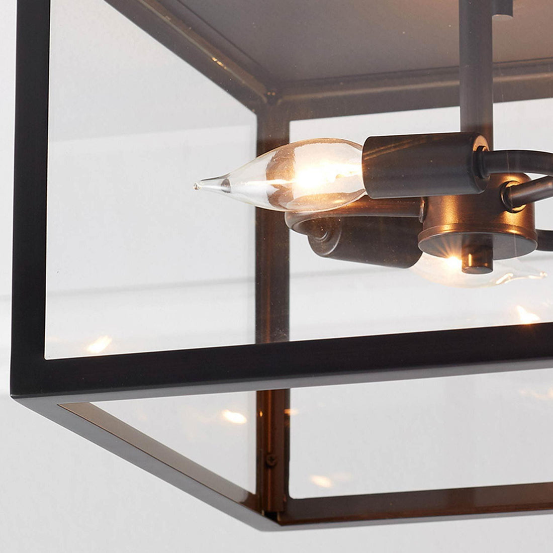 Ferrix Classic Outdoor Ceiling Lamp - Iron Glass Flush Mount for Porch