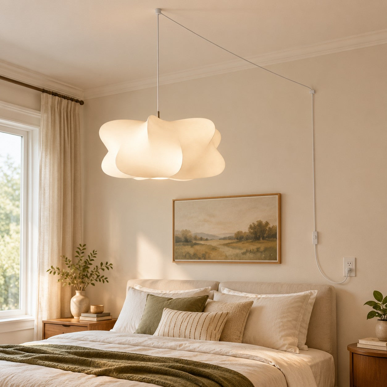 Mehrlagige Seiden-Eisen-Plug-in-Hängeleuchte