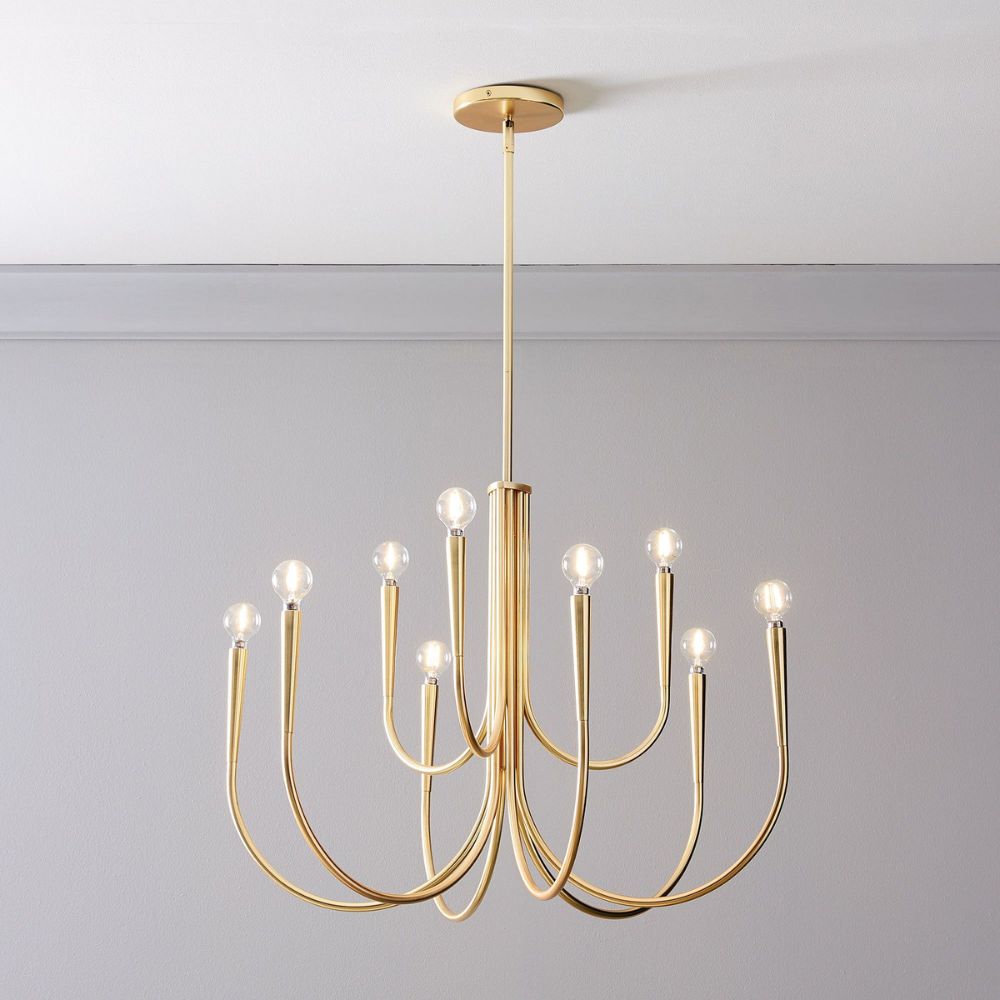 Borvia Metal Swoop Arm Chandelier - Modern Arc Lamp for Living Room