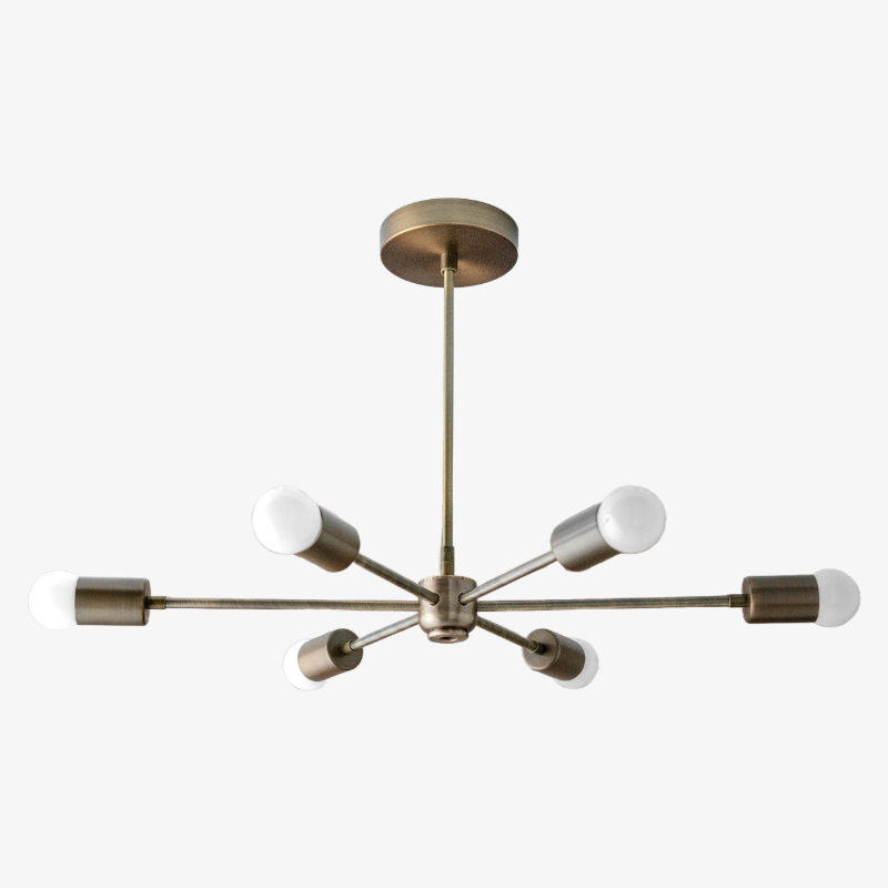 Mobilux Line Mid Century Modern Chandelier - 6 Heads Hanging Ceiling Light