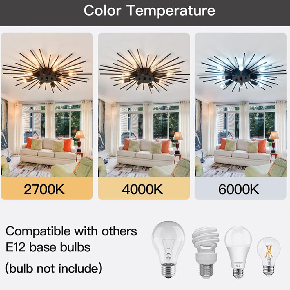 8 Lights Modern Aluminum Ceiling Light – Industrial Living Room Design