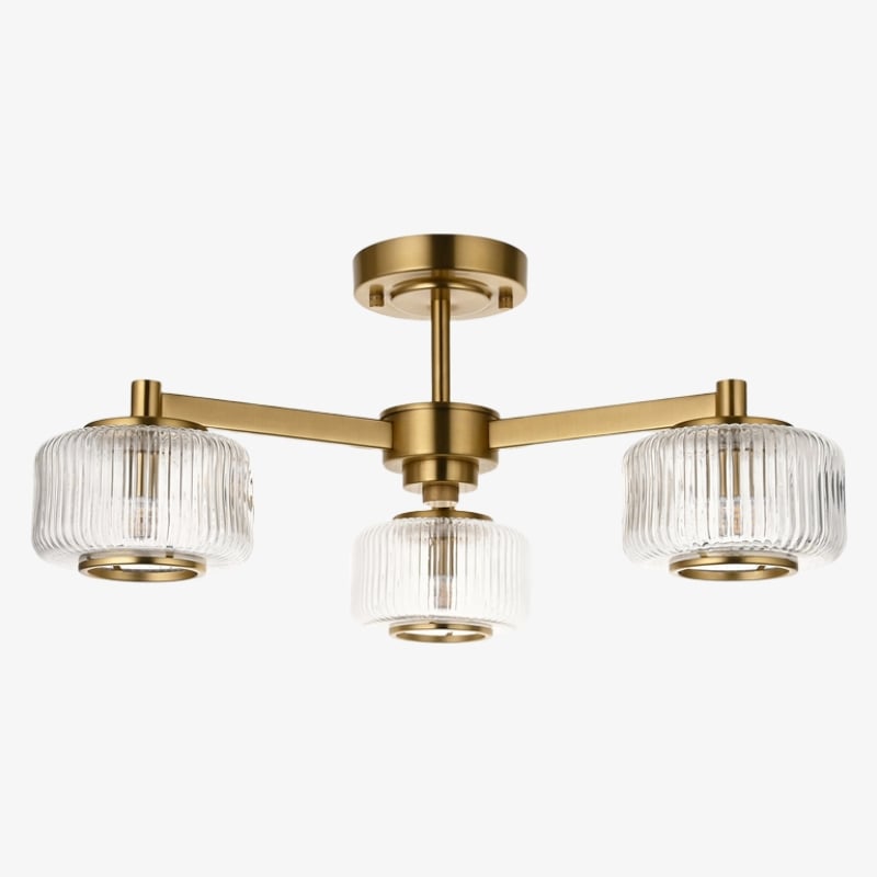 Canovus Ceiling Fixture with Ribbed Glass - Industrial Metal Living Room Light