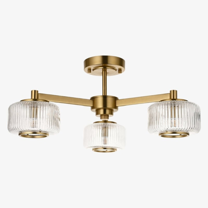 Canovus Ceiling Fixture with Ribbed Glass - Industrial Metal Living Room Light