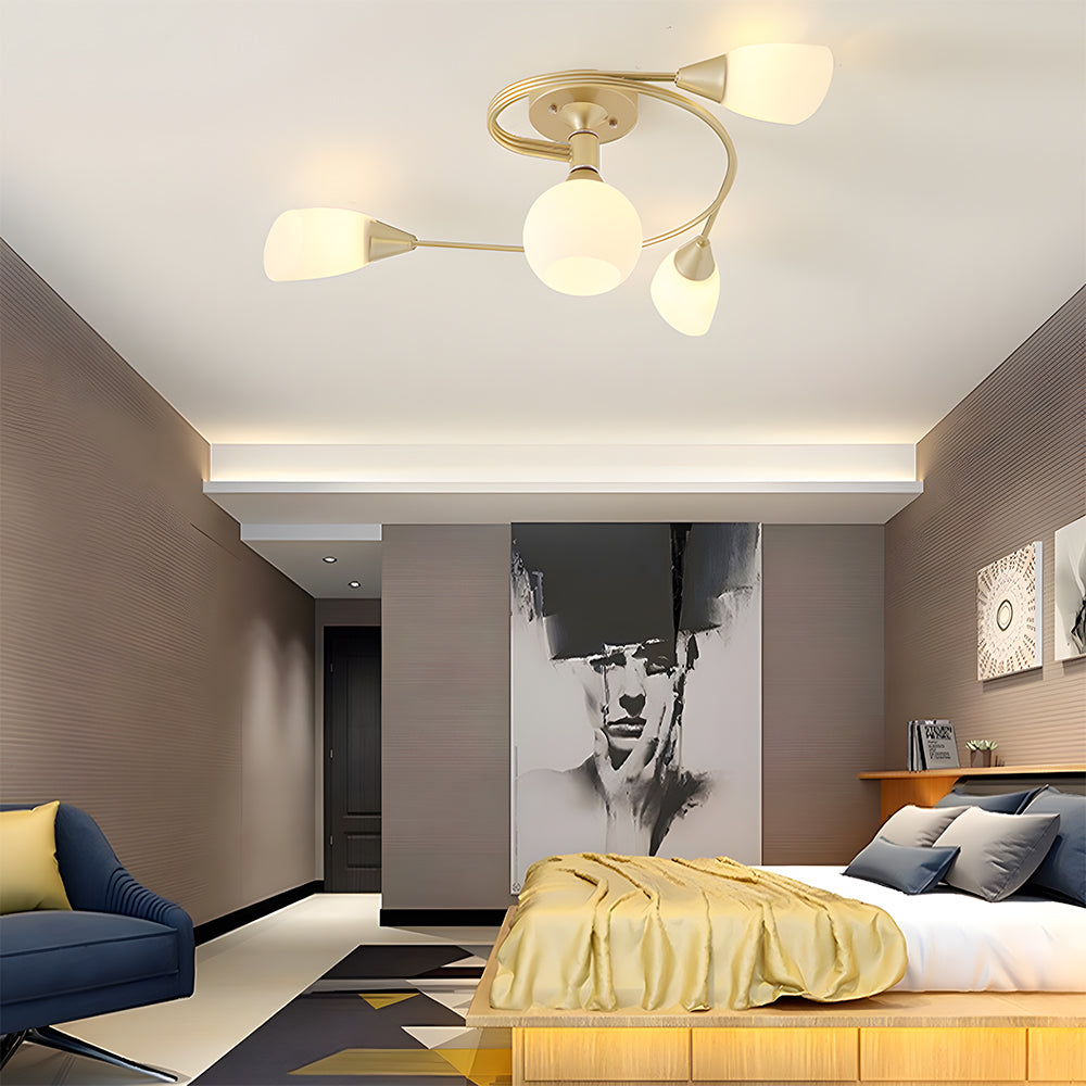 Semi Flush Mount Ceiling Light - Modern White Glass Creative Design