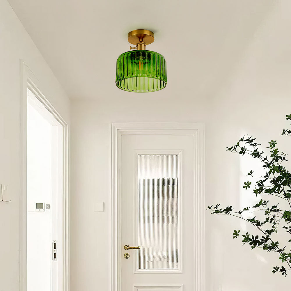 Green Glass Ceiling Light – Vintage Fixture for Stylish Home Interiors
