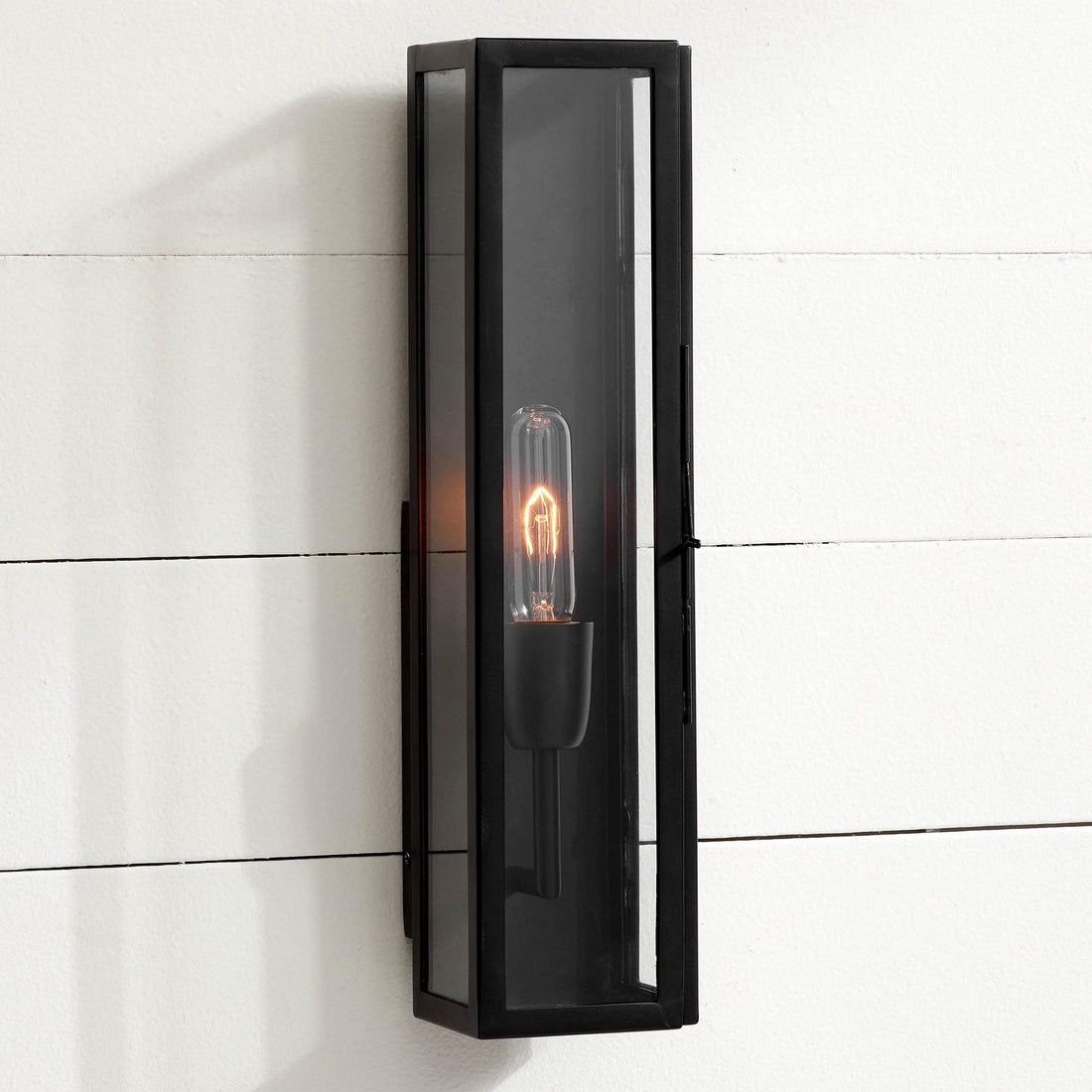 Ferrix Iron Outdoor Wall Lamp - Industrial Rectangular Glass Sconce