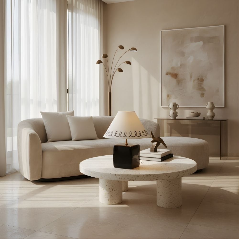 Aeva Ceramic Table Lamp - Modern Grace Design with Playful Polish