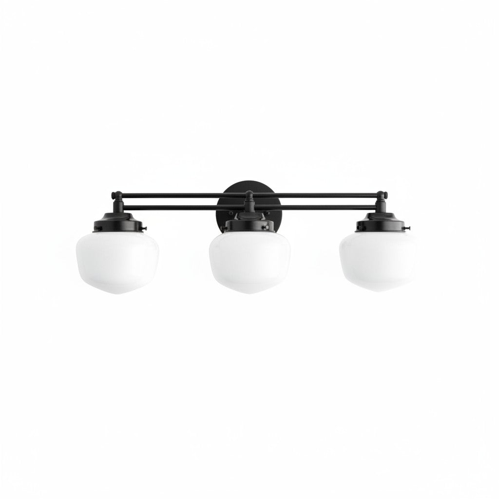 Opalglas Art Deco Vanity Light - Badezimmer-Wandleuchte mit weißen Glasschirmen