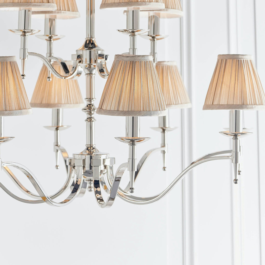 Tela Timeless Classic Elegant Multi Arm Stanford Chandelier - Metal Fabric Lighting for Living Room
