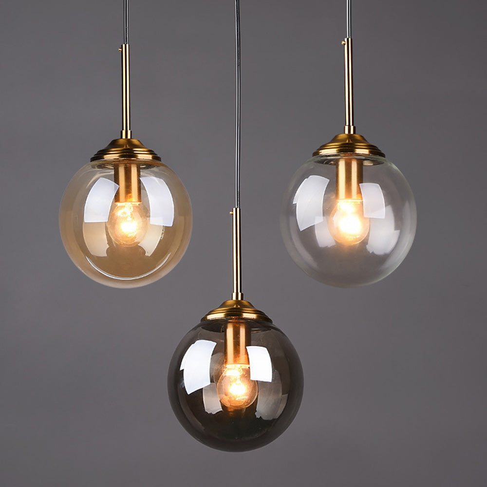 Nordic Glass Orb Pendant Light - Modern Ball Fixture for Dining Room