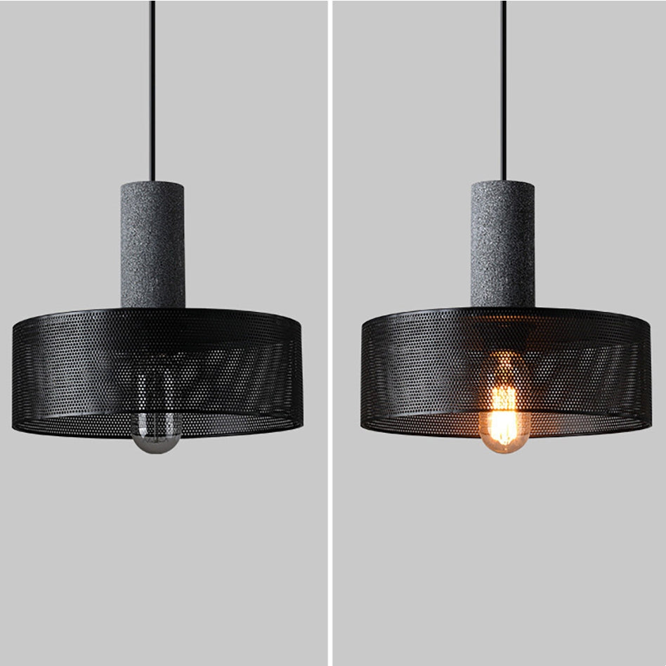 Iron Pendant Light - Modern Grey Industrial Hanging Lamp