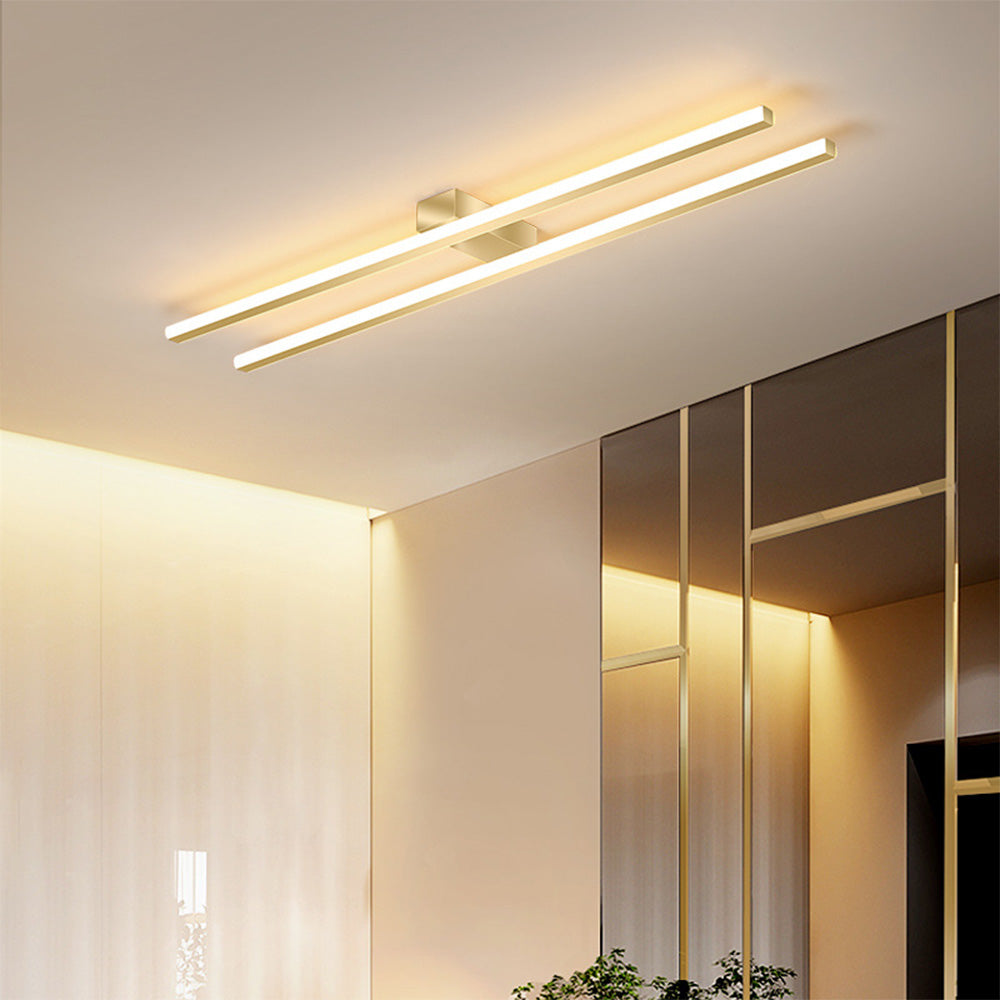 Double Linear Ceiling Light - Industrial Iron LED Lamp for Living Room