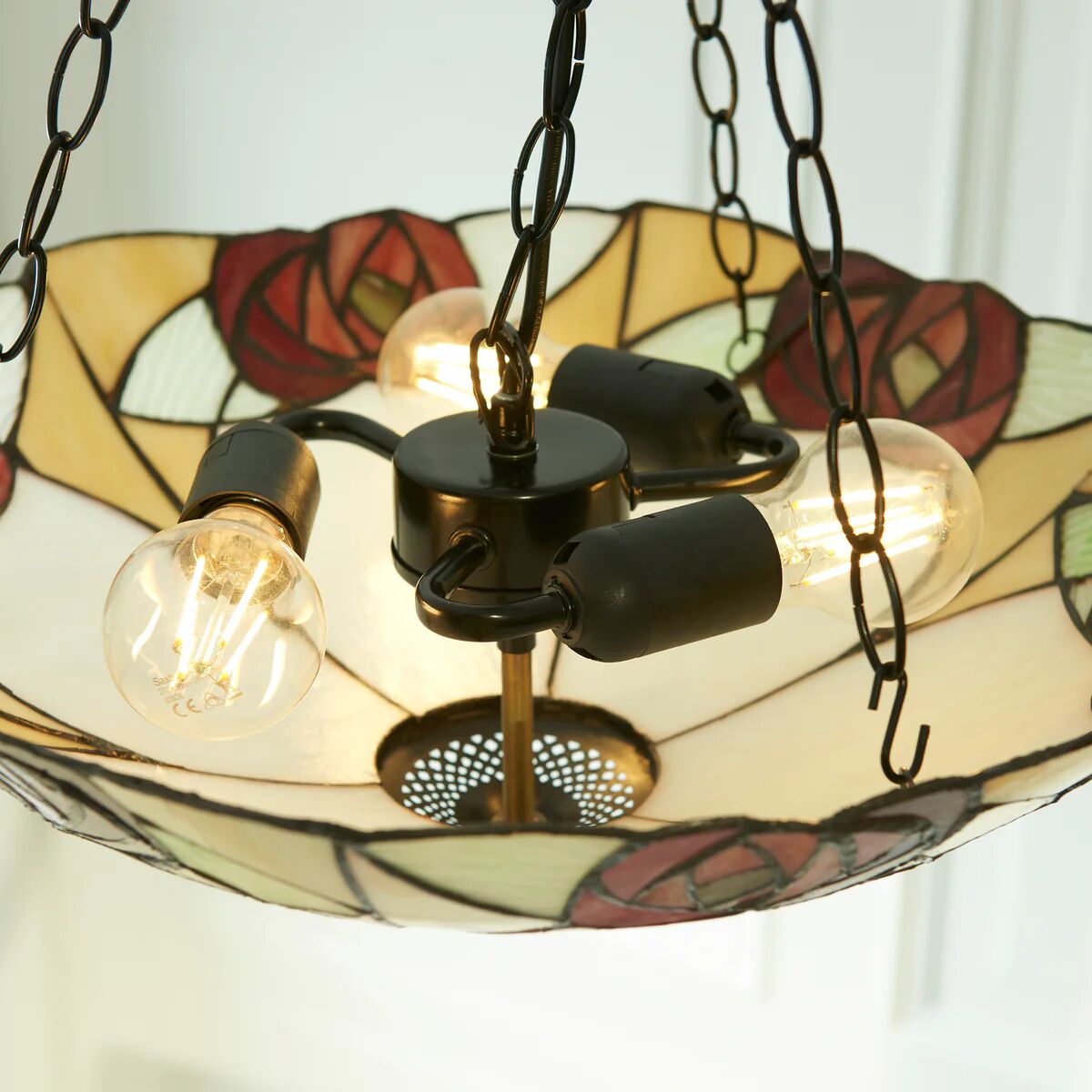 TF Ingram Handcrafted Stained Glass Ceiling Lamp – Vintage Art Deco Tiffany Light for Dining Room