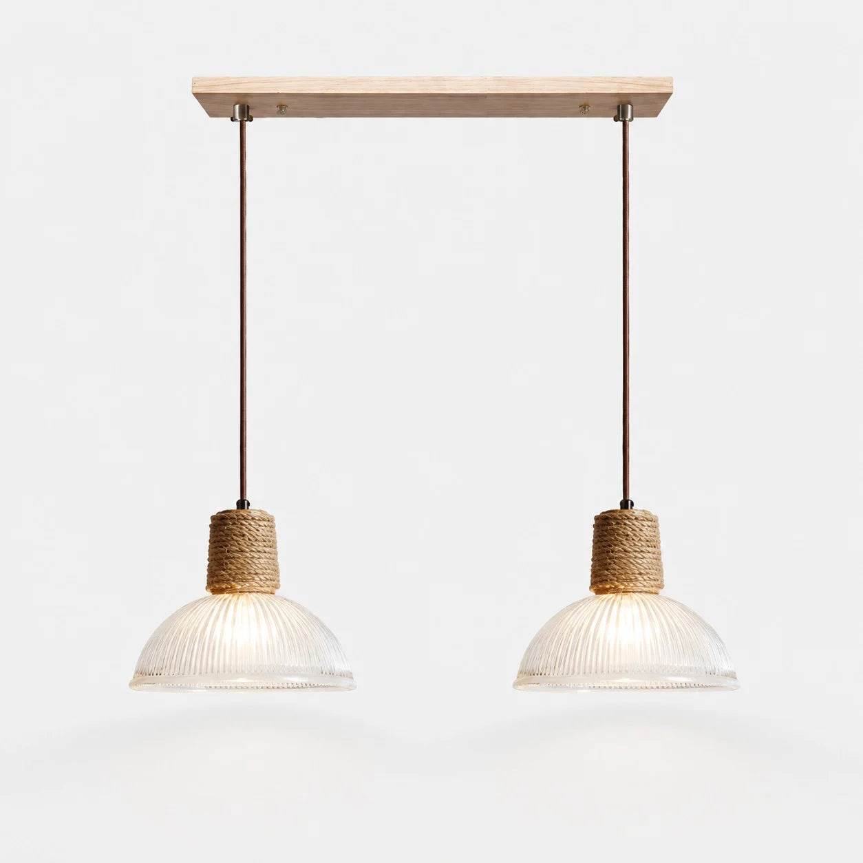 Rustic Woven Rope Glass Pendant Light Collection