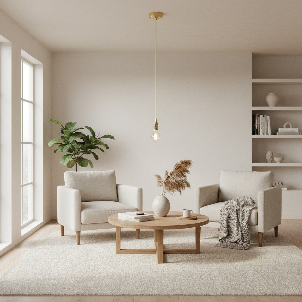 Plaitar Modern Brass Pendant Light - Minimalist Ceiling Fixture with Braided Cord for Hallways