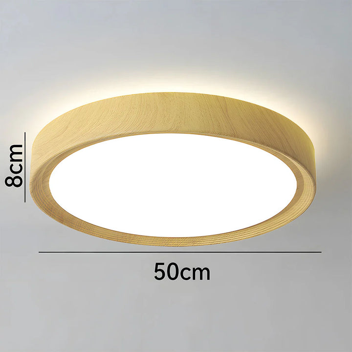 Runde LED-Deckenleuchte - Modernes holzfarbenes Eisendesign für den Flur