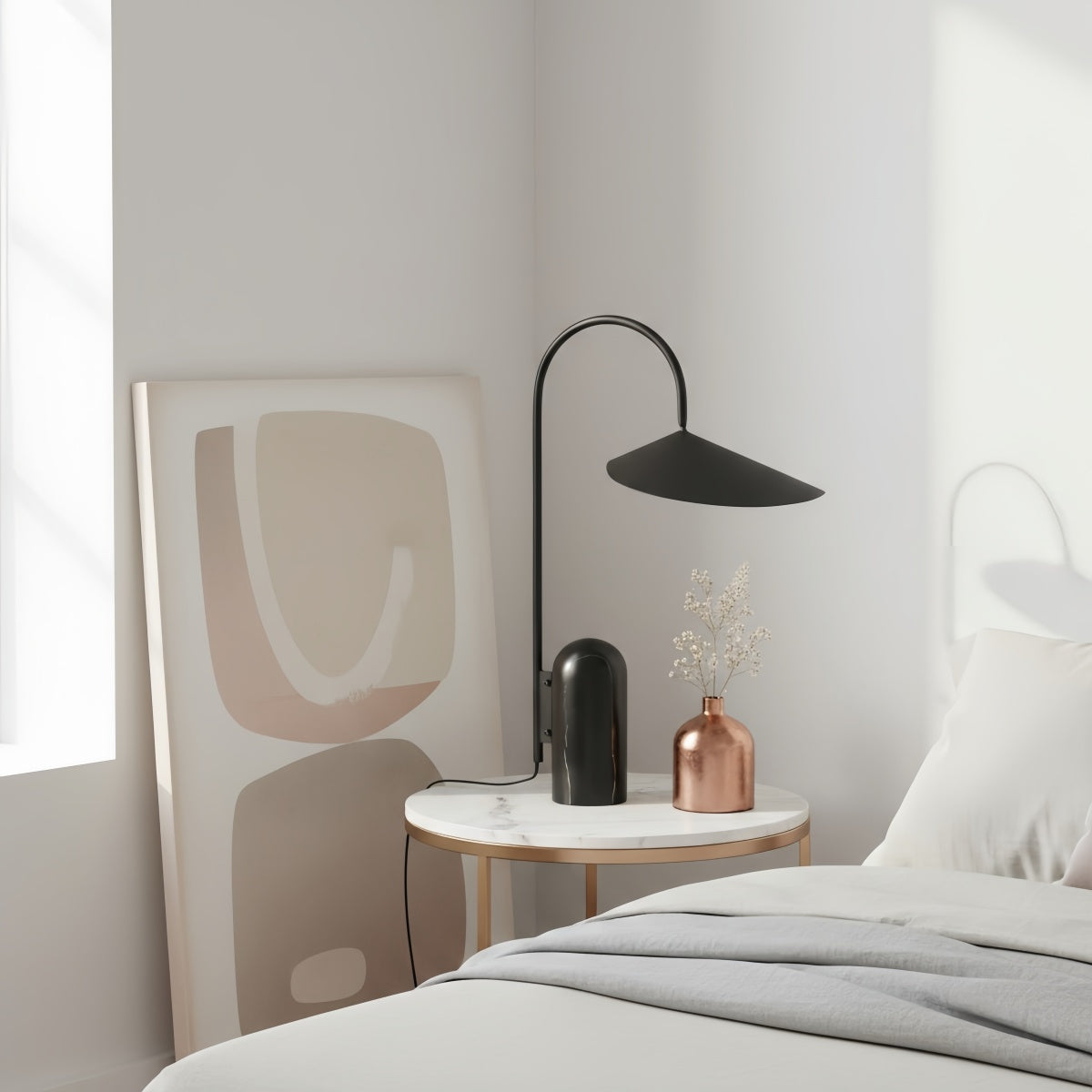 Nulavo Swivel Arm Leaf Shade Table Lamp - Adjustable Design for Living Room and Bedroom