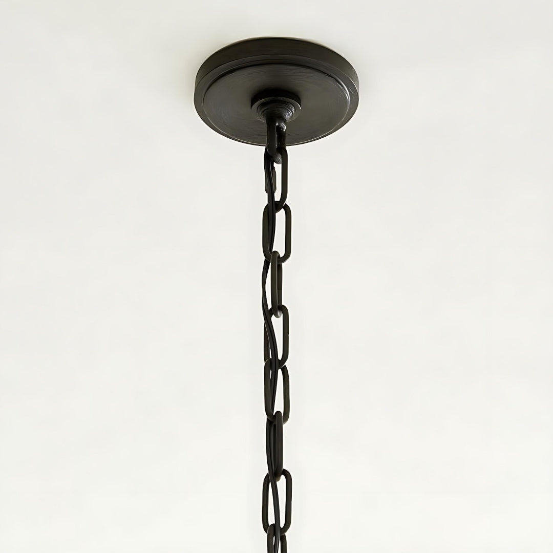Reticula Open Iron Frame Chandelier - Indoor and Outdoor Hanging Light for Dining Room Living Room Entry