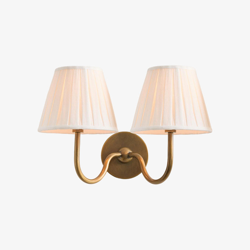 Luvora Pleated Shade Wall Lamp – Modern Brass Linen Lighting