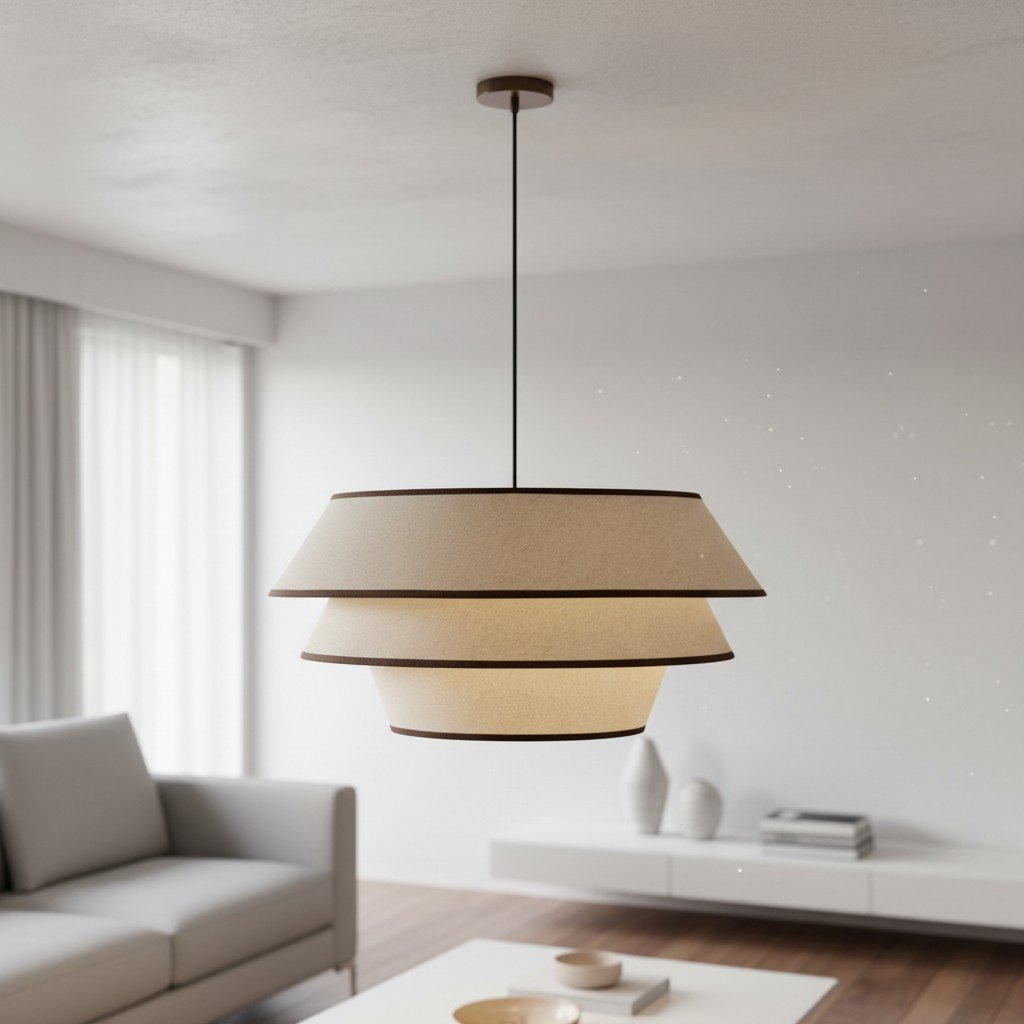 Tarivon Steel Frame Pendant with Fabric Shade – Modern Hanging Lamp for Dining Rooms