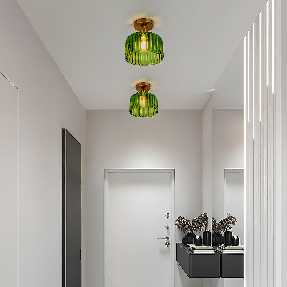 Green Glass Ceiling Light – Vintage Fixture for Stylish Home Interiors